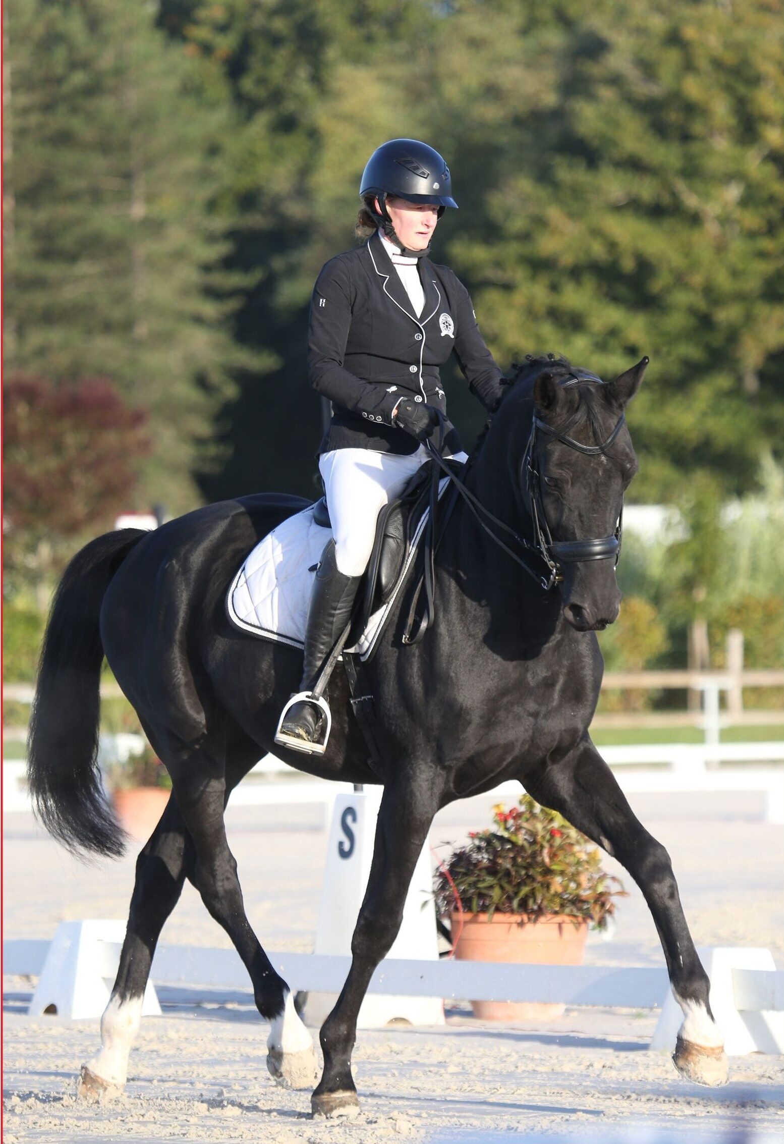 Une élève de Caroline lors d'un concours de dressage